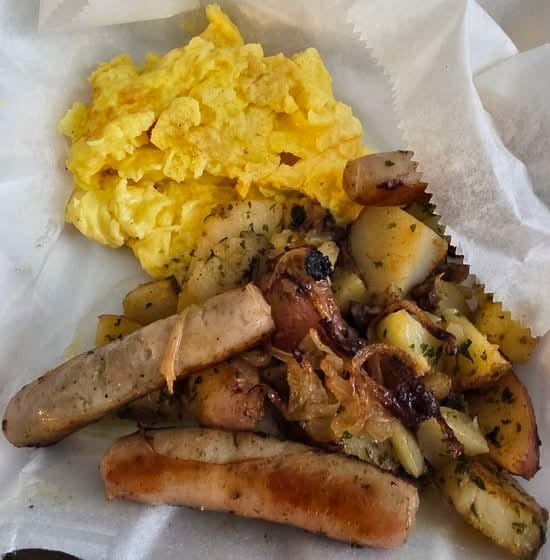 2 Eggs with Sausage Links Breakfast.