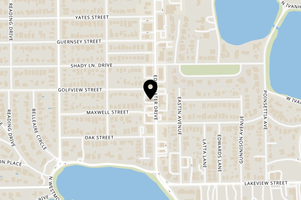 Map showing the location of Shakers American Café on 1308 Edgewater Dr in Orlando
